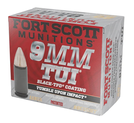 Fort Scott Munitions 9MM115SCVTPD Tumble Upon Impact (TUI) 9mmLuger 115gr Solid Copper Spun 20 Per Box/25 Case *TPD-9 Coated